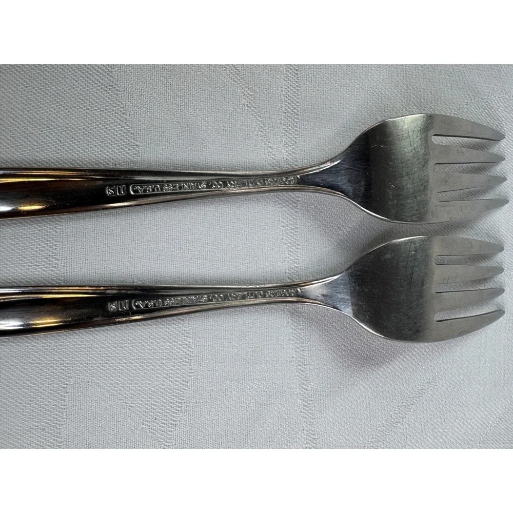 Rogers Cutlery Co Stainless USA Salad Forks Set of 2 Wheat Pattern 6 Inch